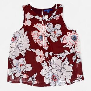 Apt. 9 Burgundy Sleeveless Floral Flowy Tank Top Blouse, size large